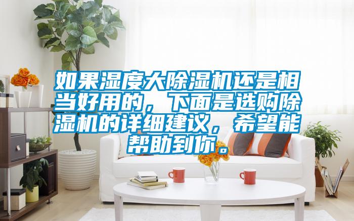 如果濕度大除濕機(jī)還是相當(dāng)好用的，下面是選購除濕機(jī)的詳細(xì)建議，希望能幫助到你。